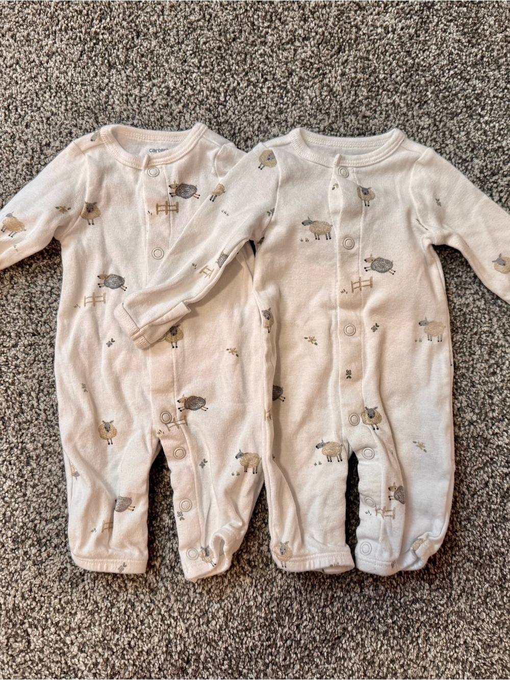 Carter's Cream Sheep Print Baby One-Piece (2-Pack)